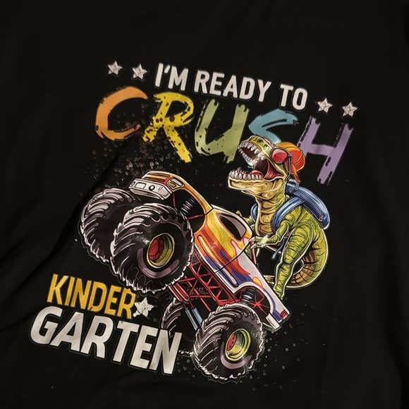 Ready to crush Kindergarten -T-Shirt with Dinosaur and Monster Truck - Picture 2 of 3